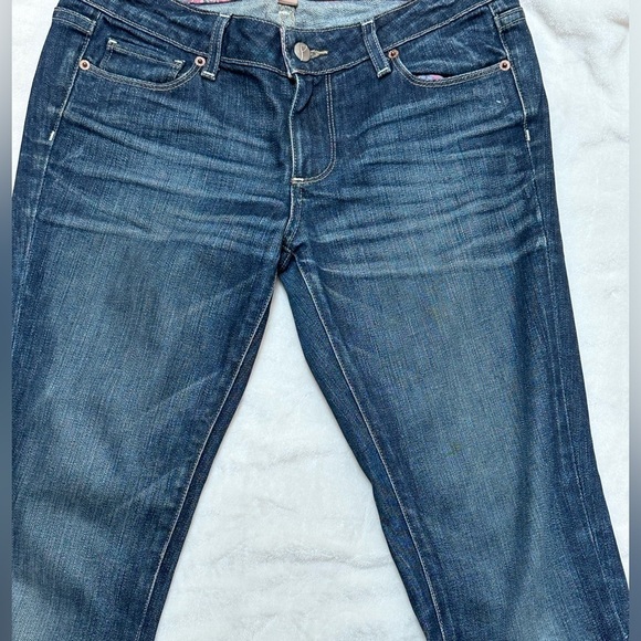 Paige Lou Lou blue denim jeans, button and zipper fly fading &whiskering Altered - Picture 3 of 10